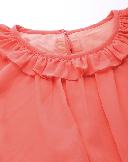 Orange Ruffle detail Top | Sudathi