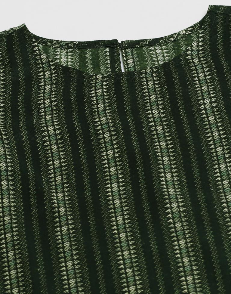 Green Cotton Printed Top | Sudathi