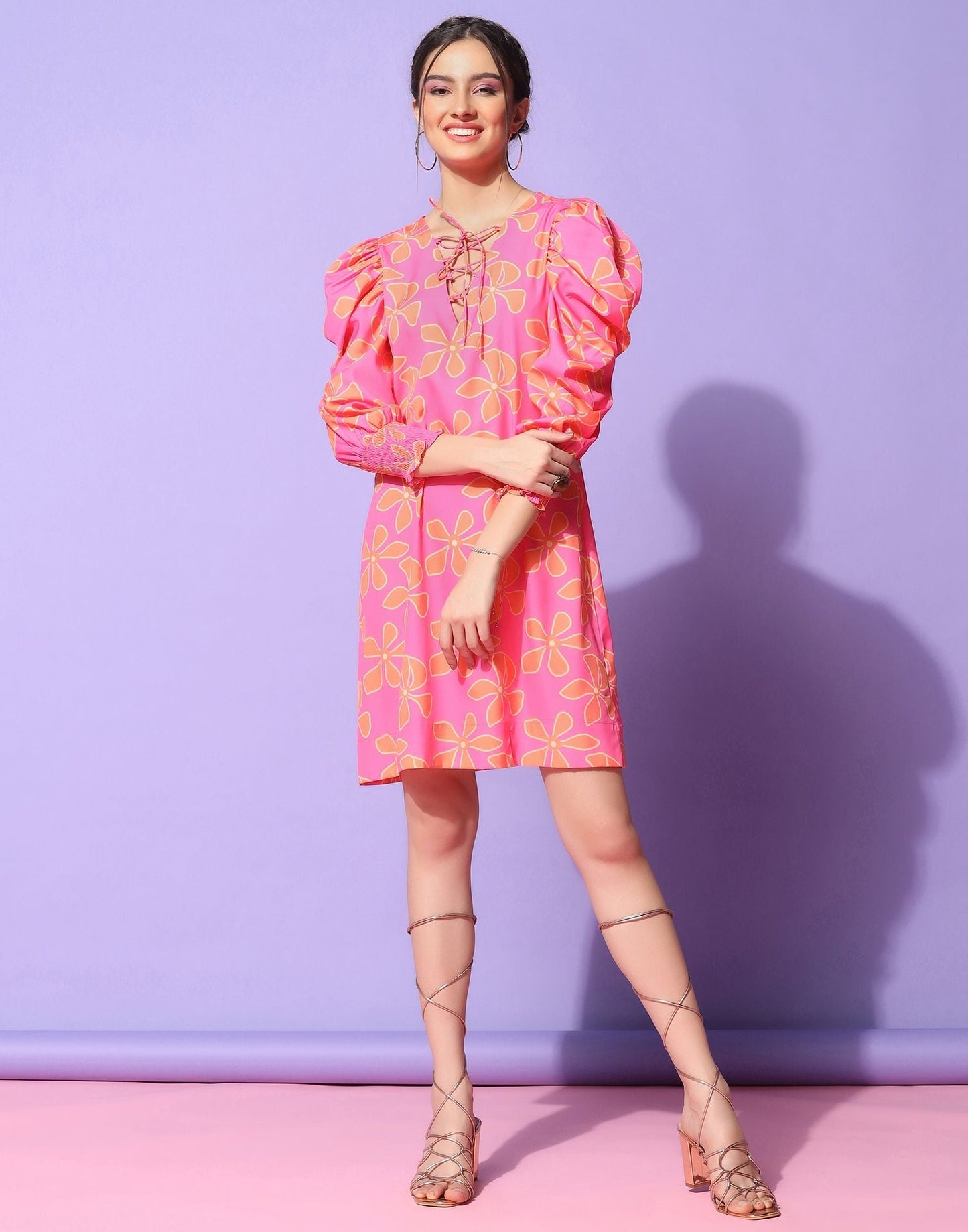 Pink Puff sleeve dress | Leemboodi