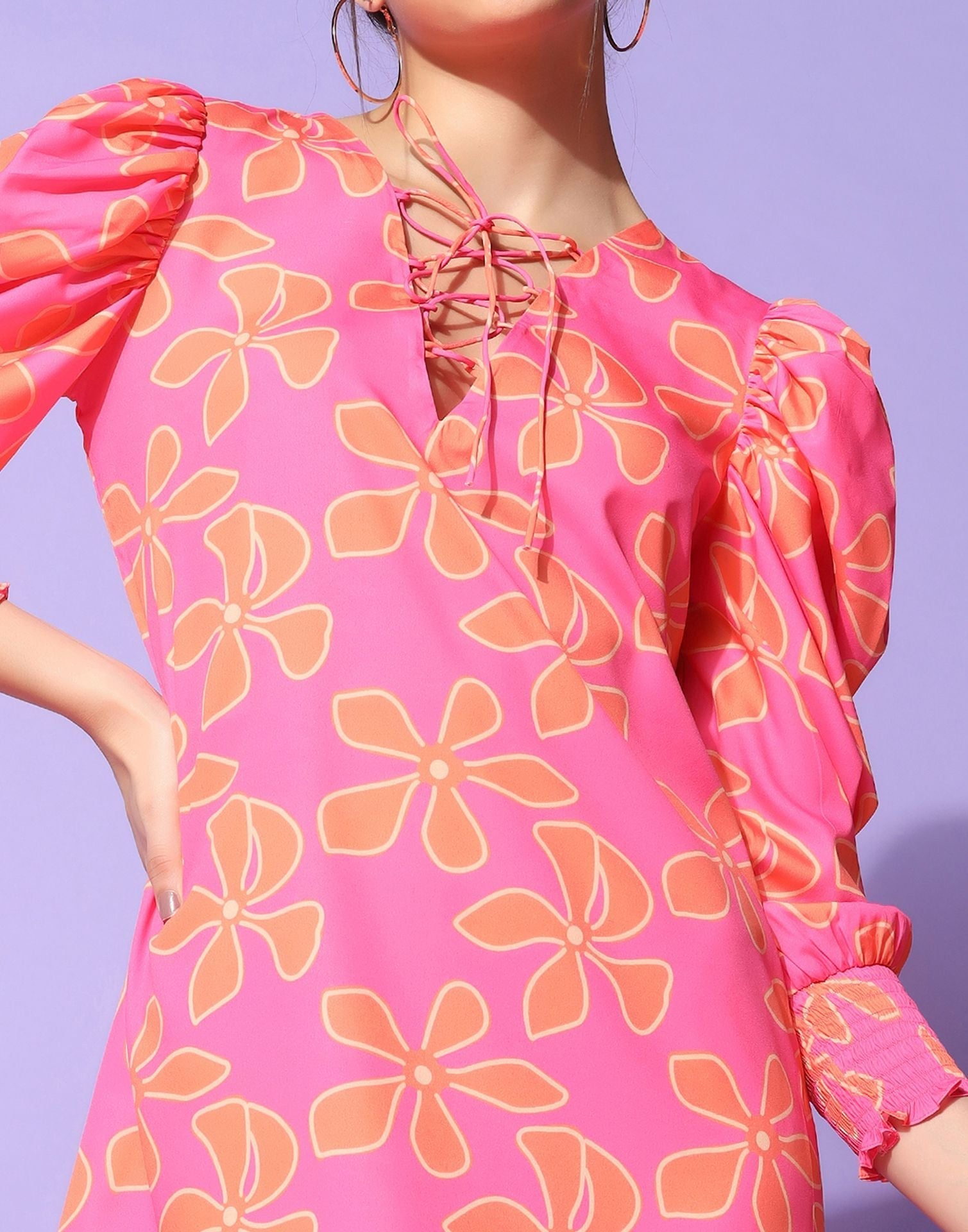 Pink Puff sleeve dress | Leemboodi