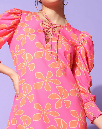 Pink Puff sleeve dress | Leemboodi