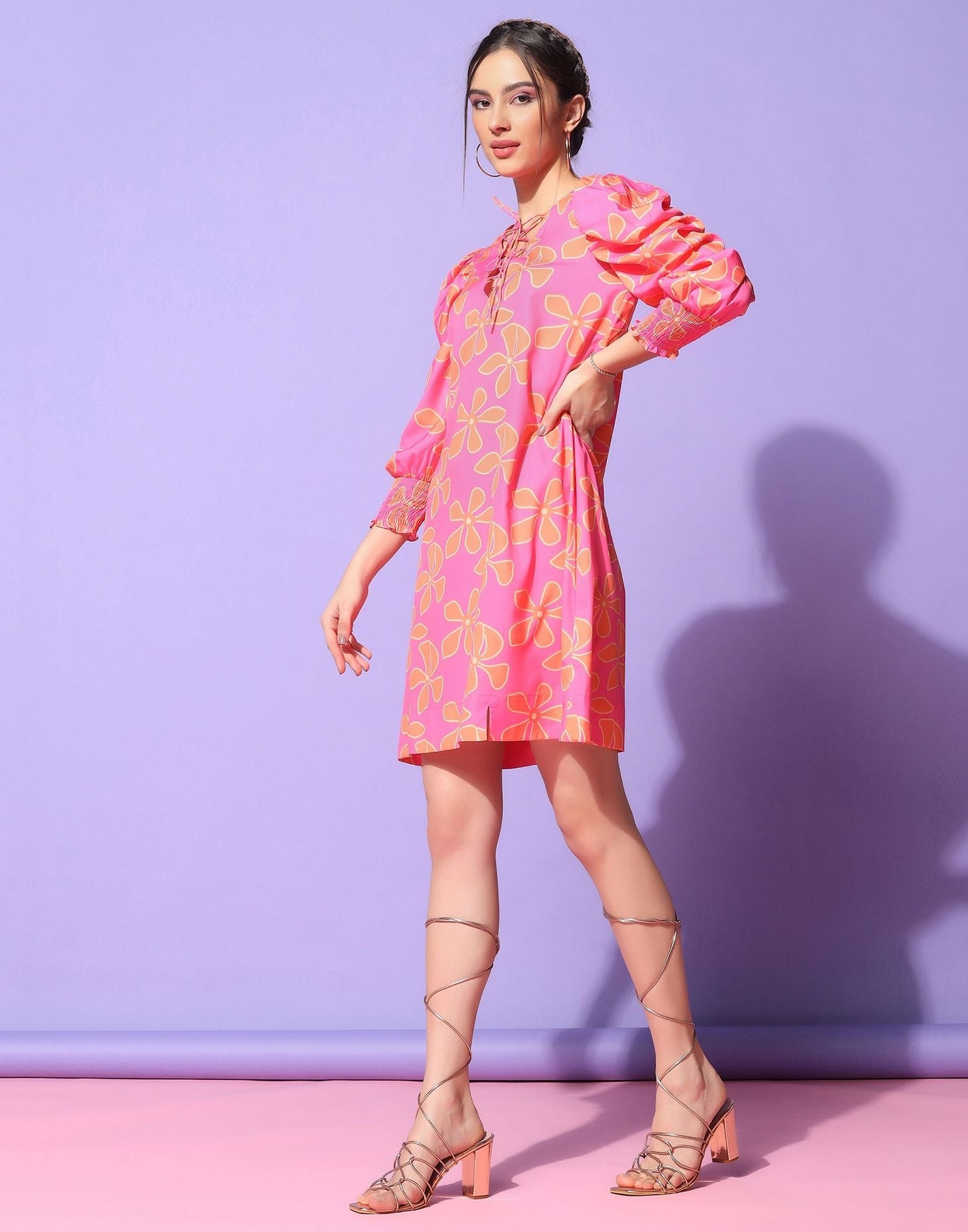 Pink Puff sleeve dress | Leemboodi