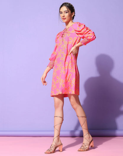 Pink Puff sleeve dress | Leemboodi