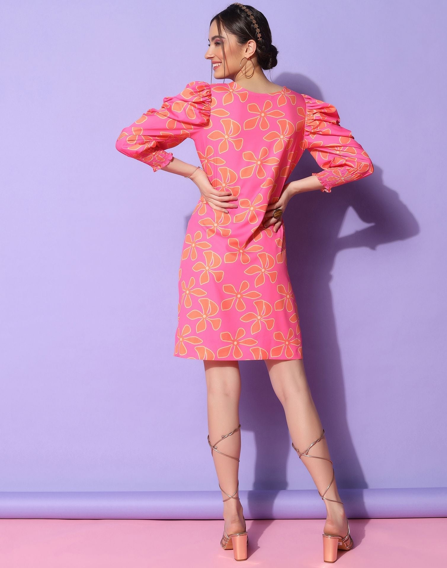 Pink Puff sleeve dress | Leemboodi