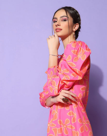 Pink Puff sleeve dress | Leemboodi