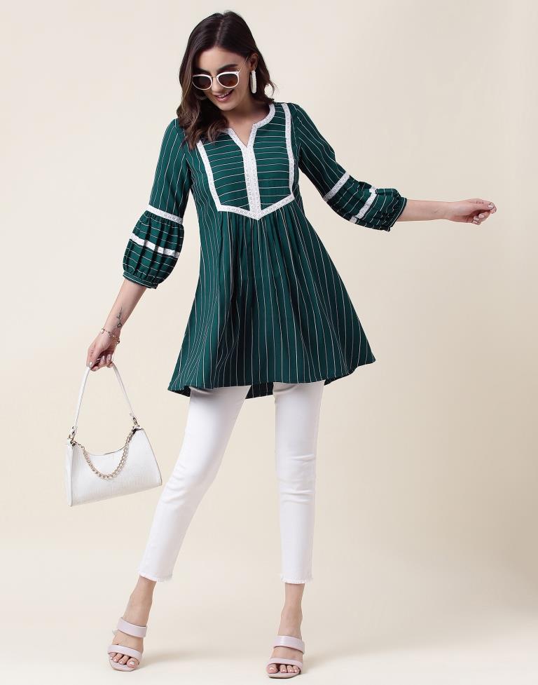 Teal Green Cotton Woven Tunic Top