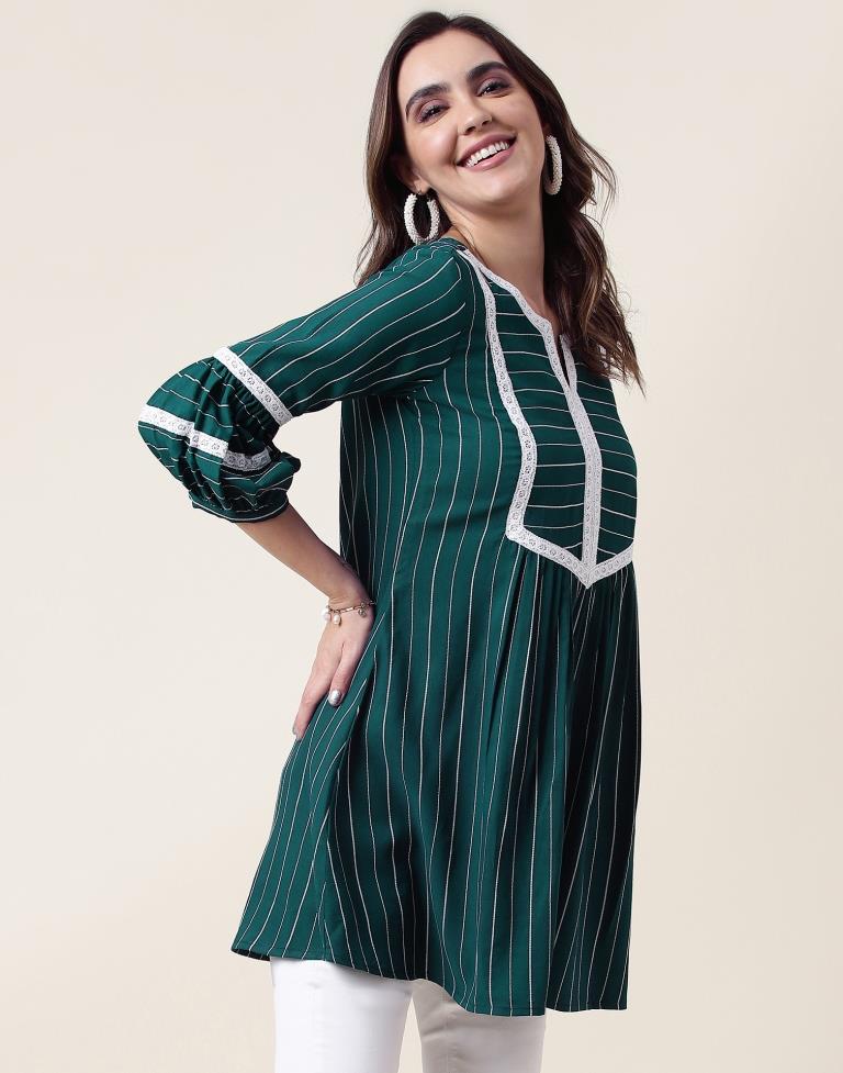 Teal Green Cotton Woven Tunic Top