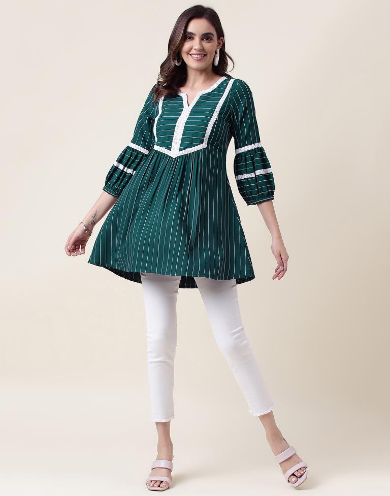 Teal Green Cotton Woven Tunic Top