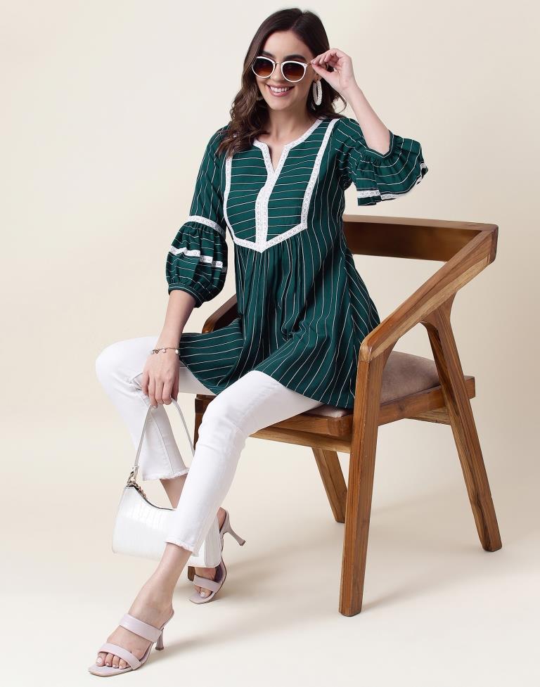 Teal Green Cotton Woven Tunic Top