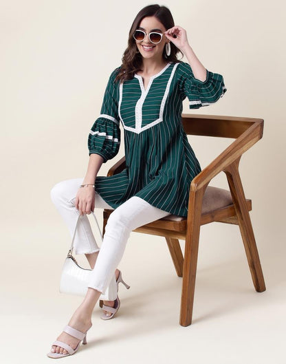 Teal Green Cotton Woven Tunic Top