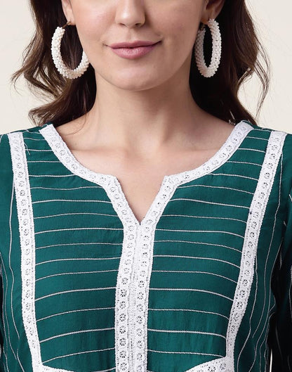 Teal Green Cotton Woven Tunic Top
