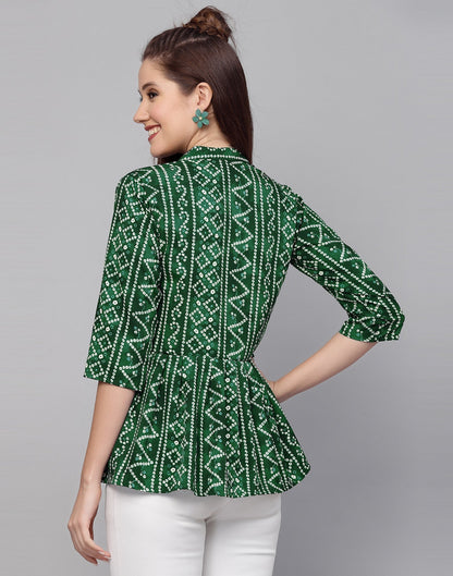 Green Gathered Bandhani Printed Top | Sudathi