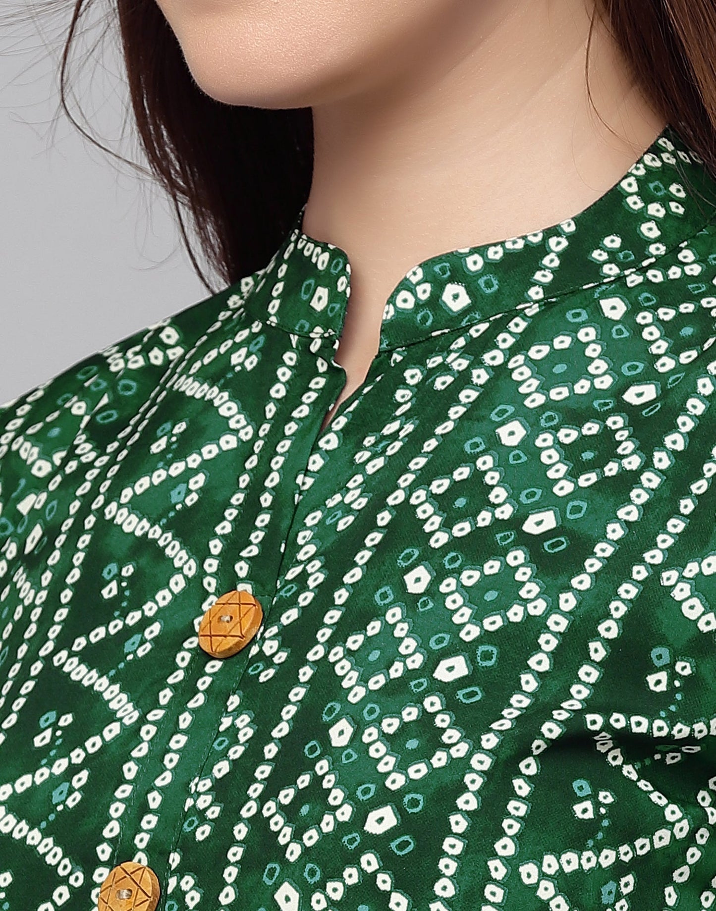 Green Gathered Bandhani Printed Top | Sudathi