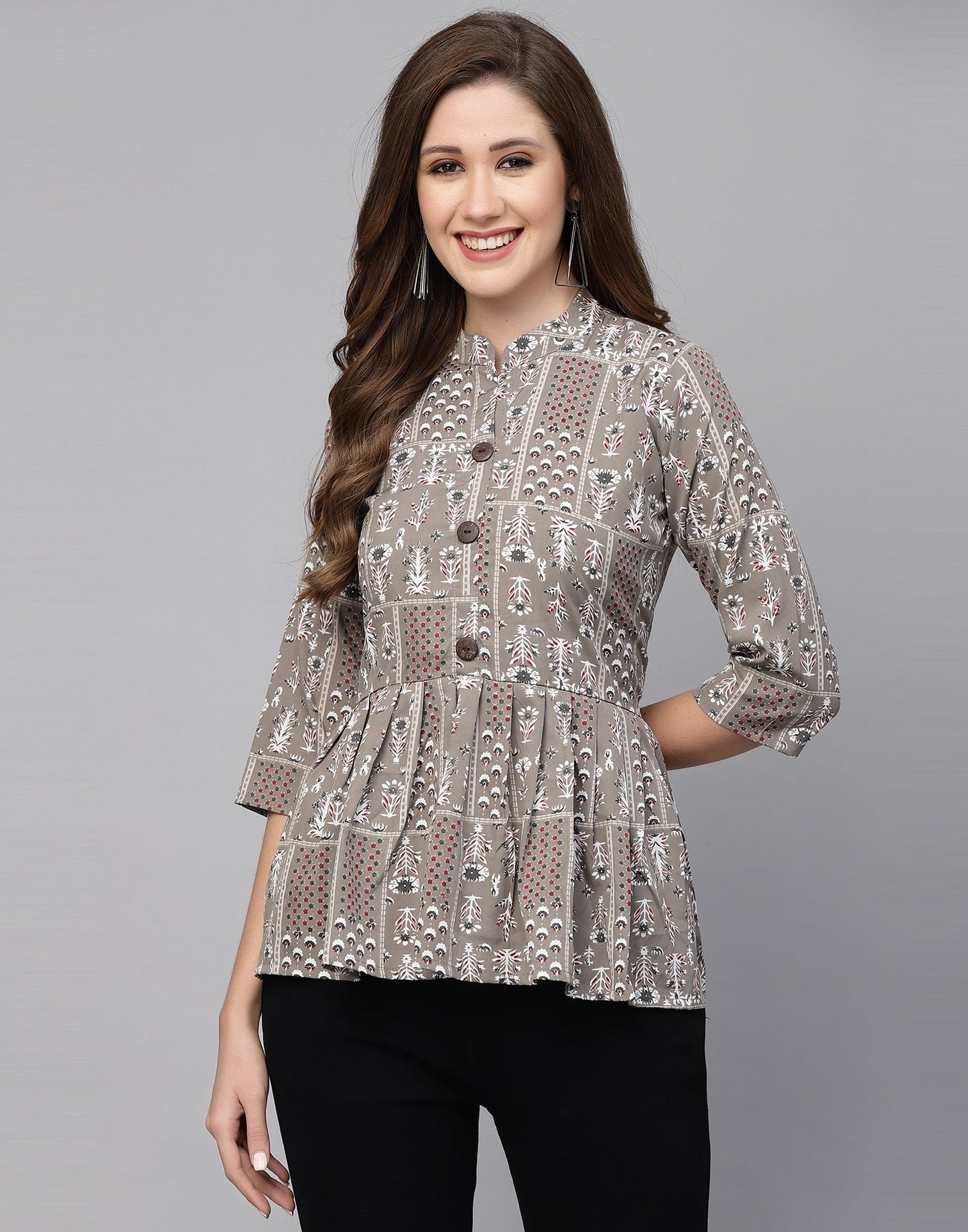 Grey Gathered Top | Leemboodi