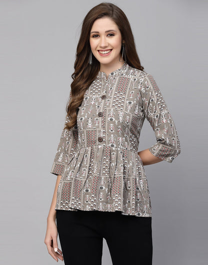 Grey Gathered Top | Leemboodi