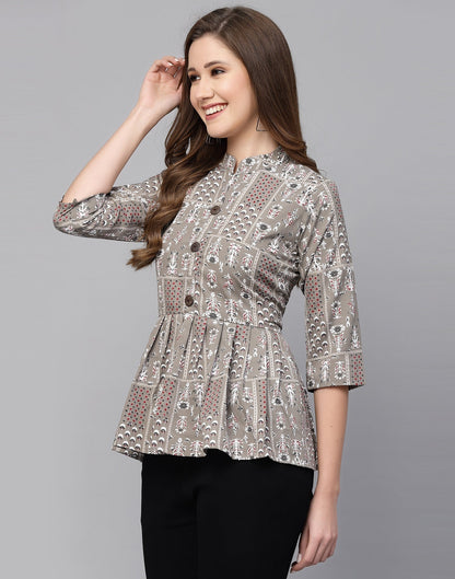 Grey Gathered Top | Leemboodi