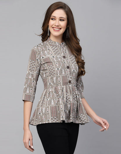 Grey Gathered Top | Leemboodi