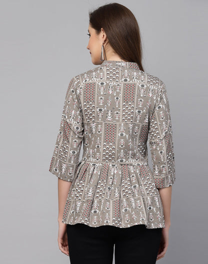 Grey Gathered Top | Leemboodi
