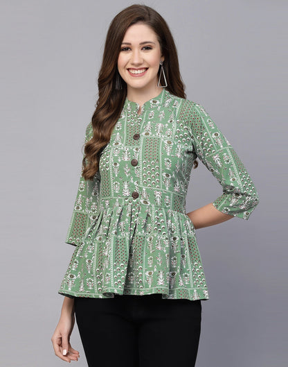 Light Green Gathered Top | Sudathi