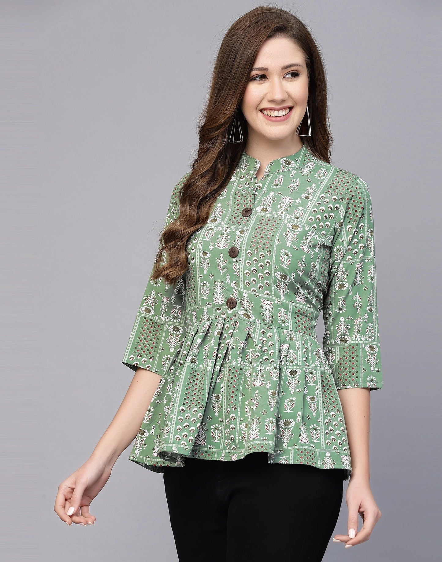 Light Green Gathered Top | Sudathi