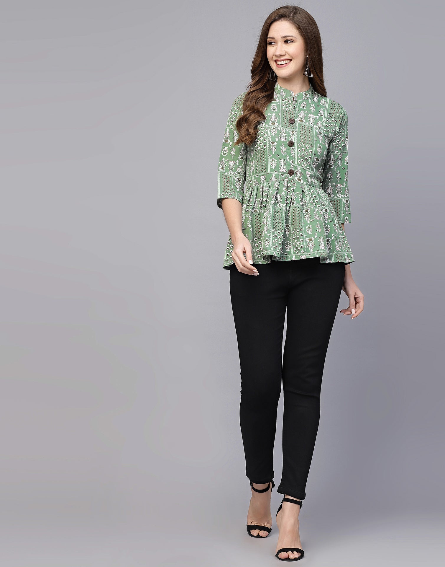 Light Green Gathered Top | Sudathi