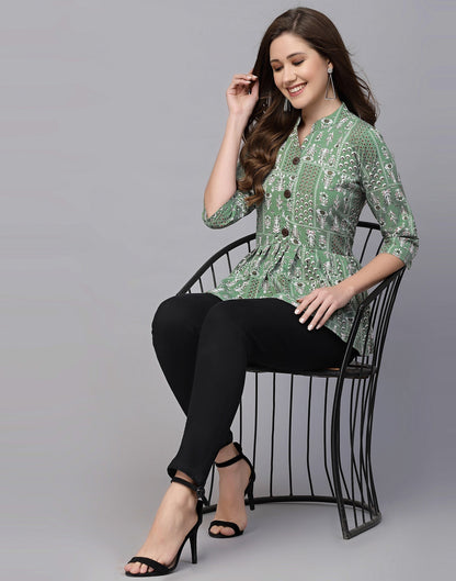 Light Green Gathered Top | Sudathi