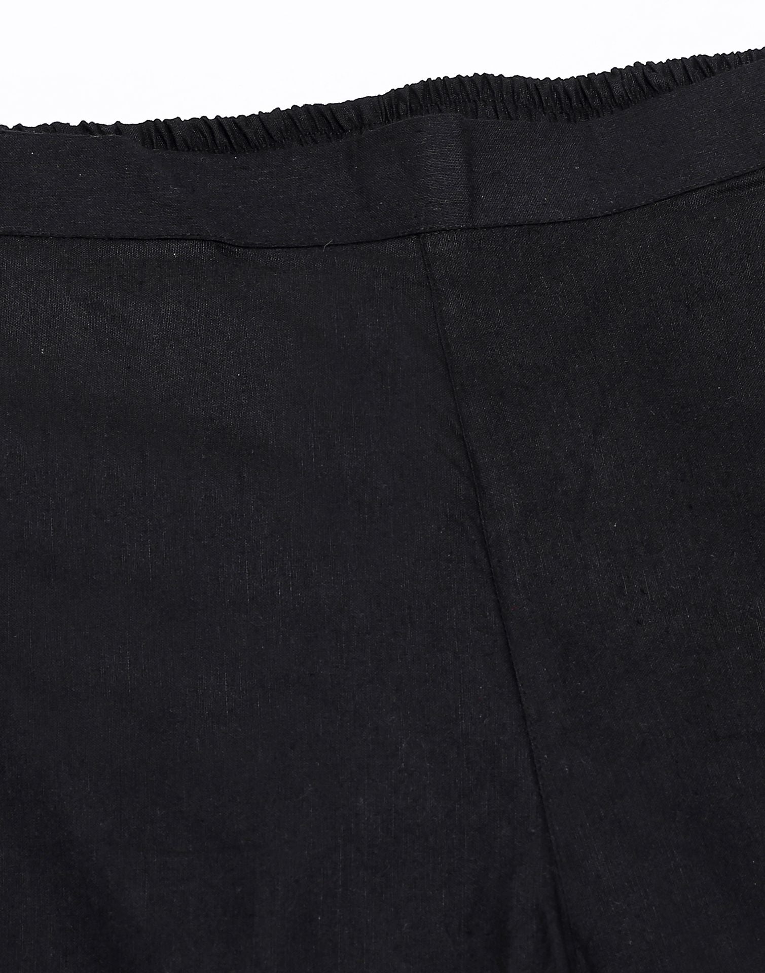Black Cotton Woven Straight Kurta With Pant Set | Leemboodi
