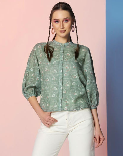 Light Green Rayon Printed Shirt | Sudathi