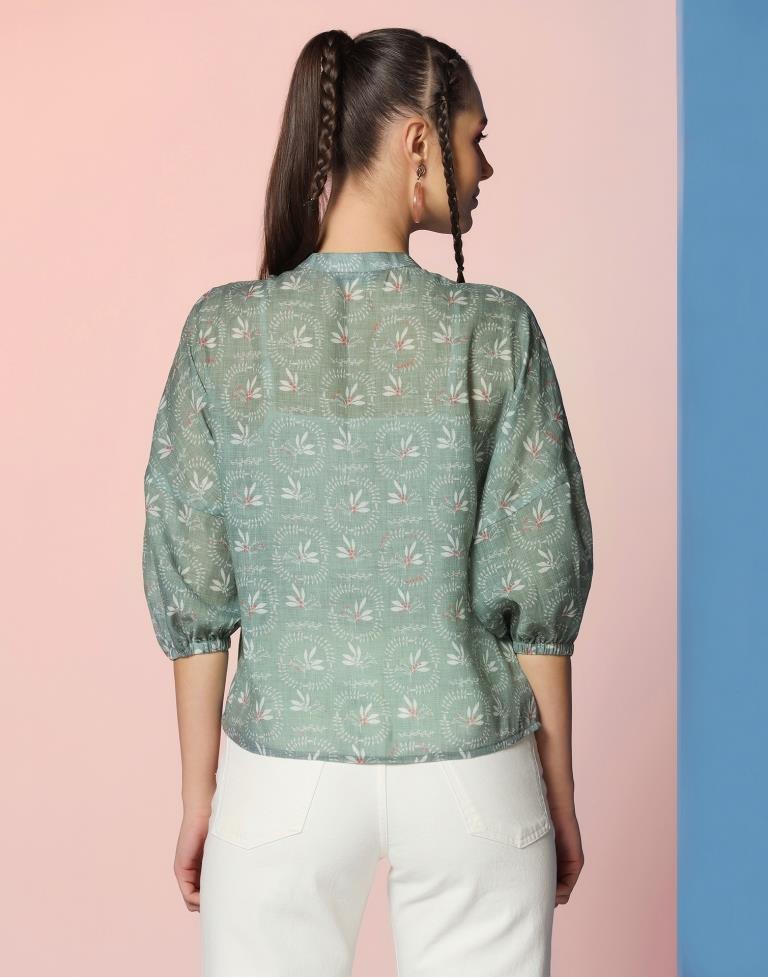 Light Green Rayon Printed Shirt | Sudathi