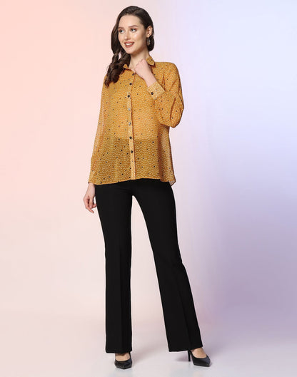 Mustard Printed Shirt | Sudathi