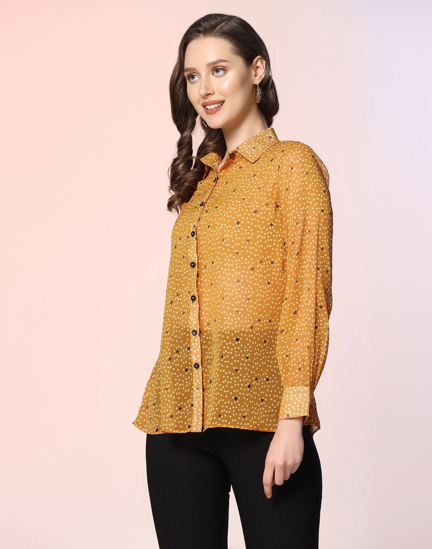 Mustard Printed Shirt | Sudathi