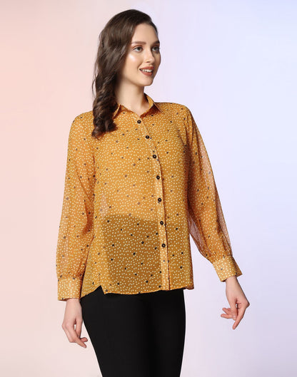 Mustard Printed Shirt | Sudathi