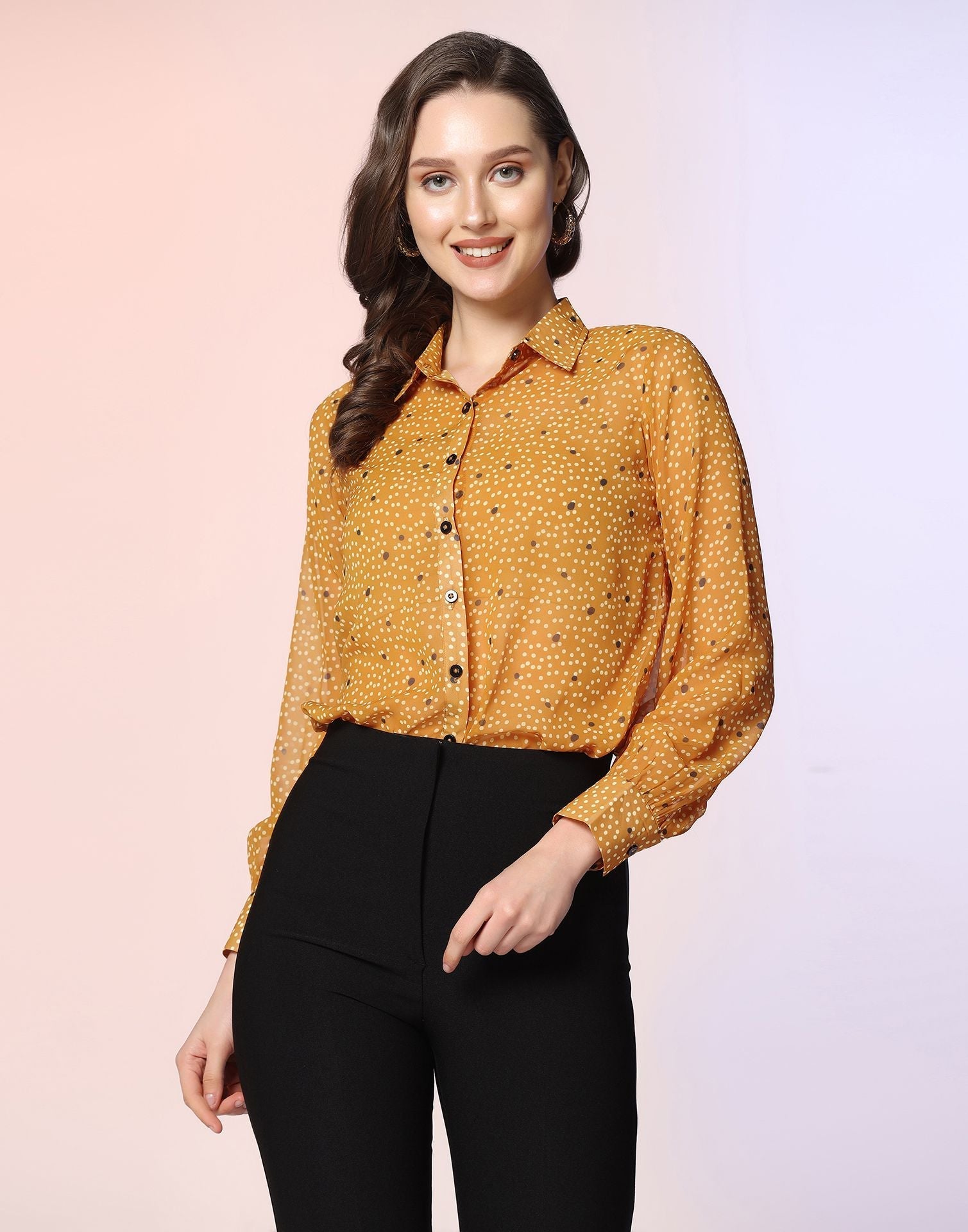 Mustard Printed Shirt | Sudathi