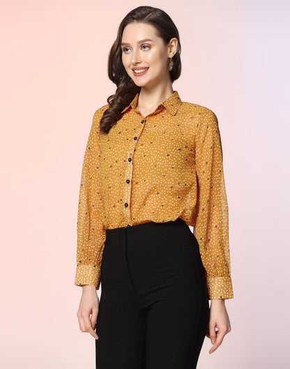 Mustard Printed Shirt | Sudathi