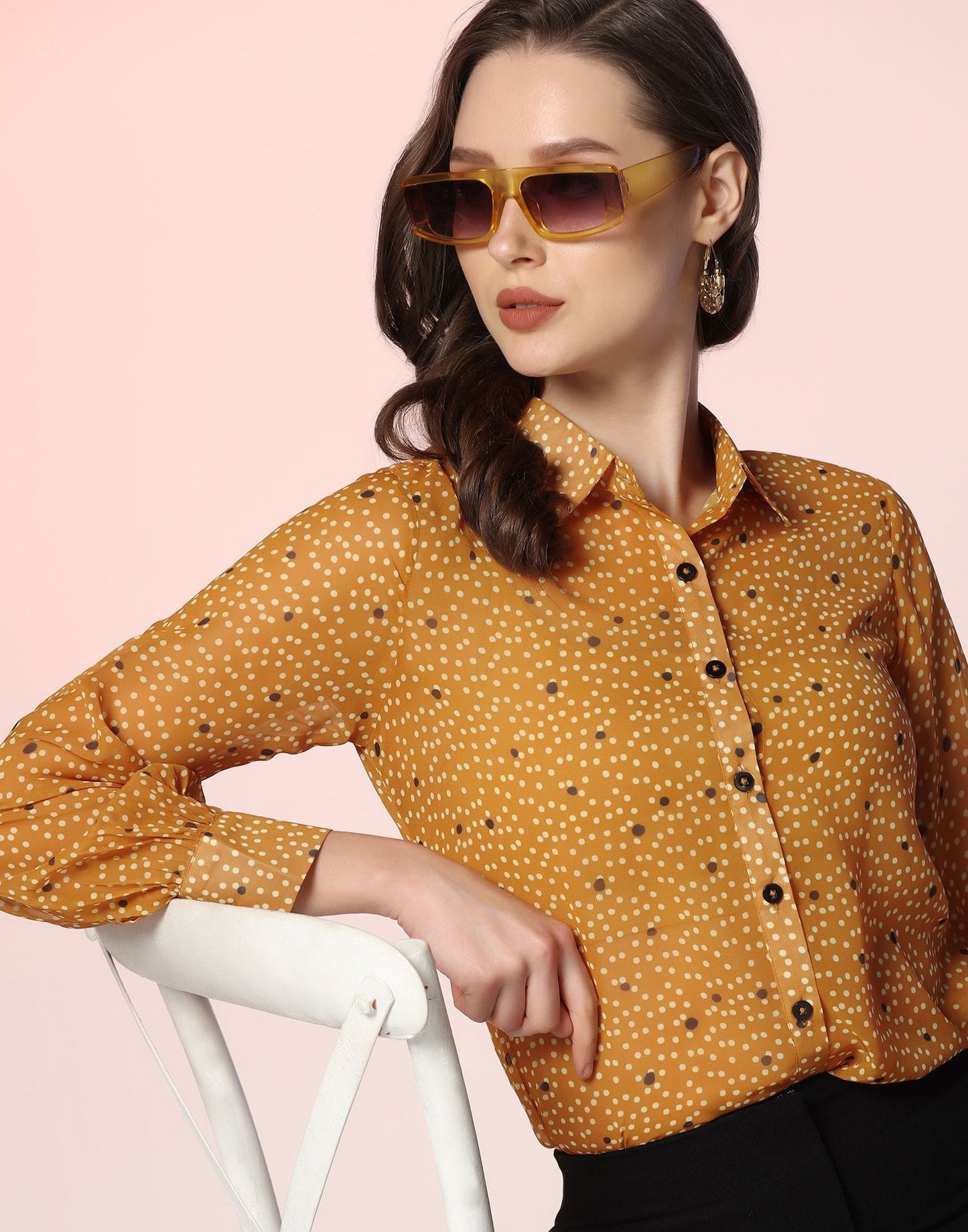 Mustard Printed Shirt | Sudathi