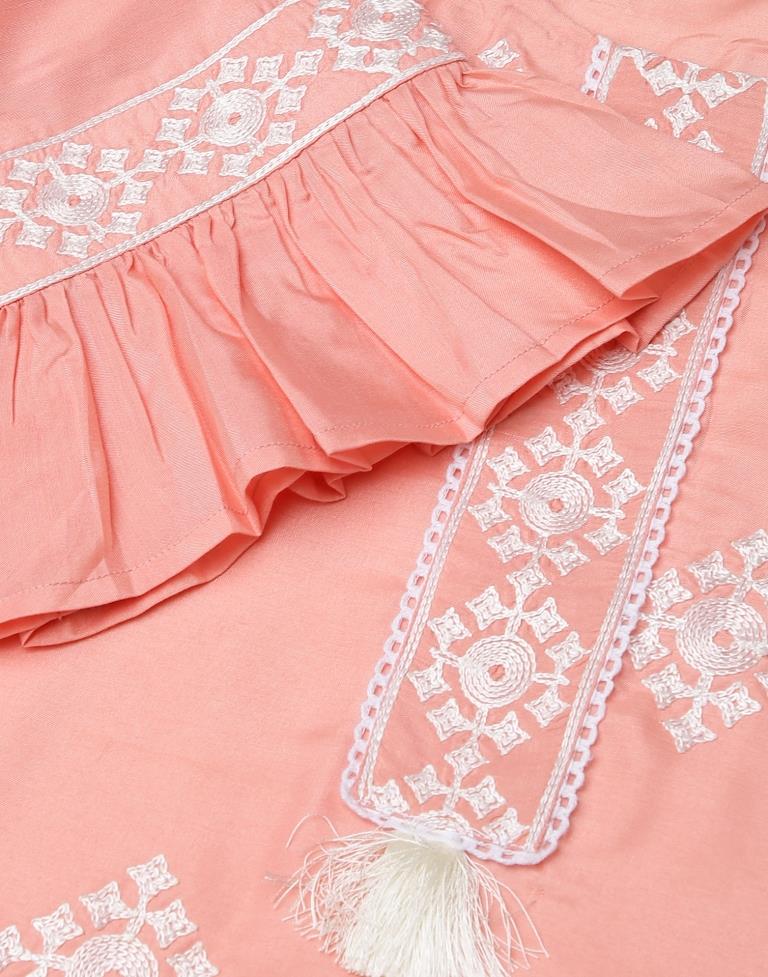 Peach Embroidered Kurta