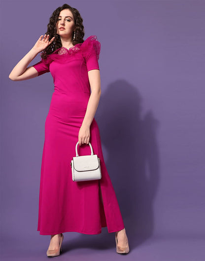 Pink Ruffle Sleeves Slit Dress | Sudathi