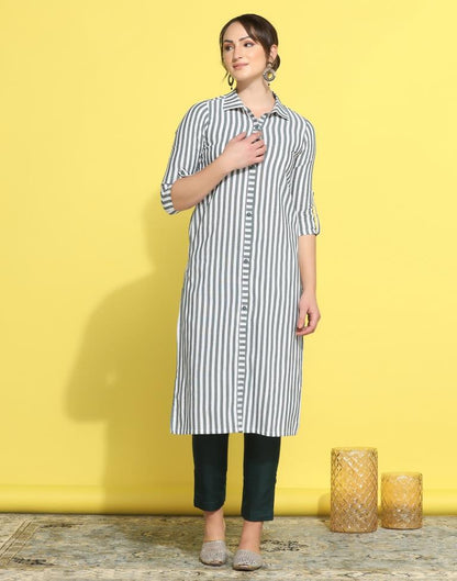 White Striped Kurta With Pant