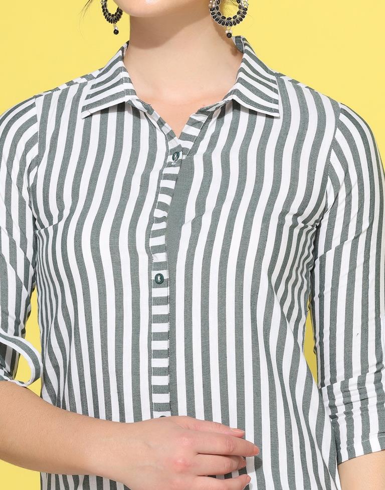 White Striped Kurta With Pant