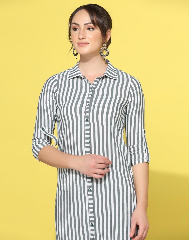 White Striped Kurta With Pant