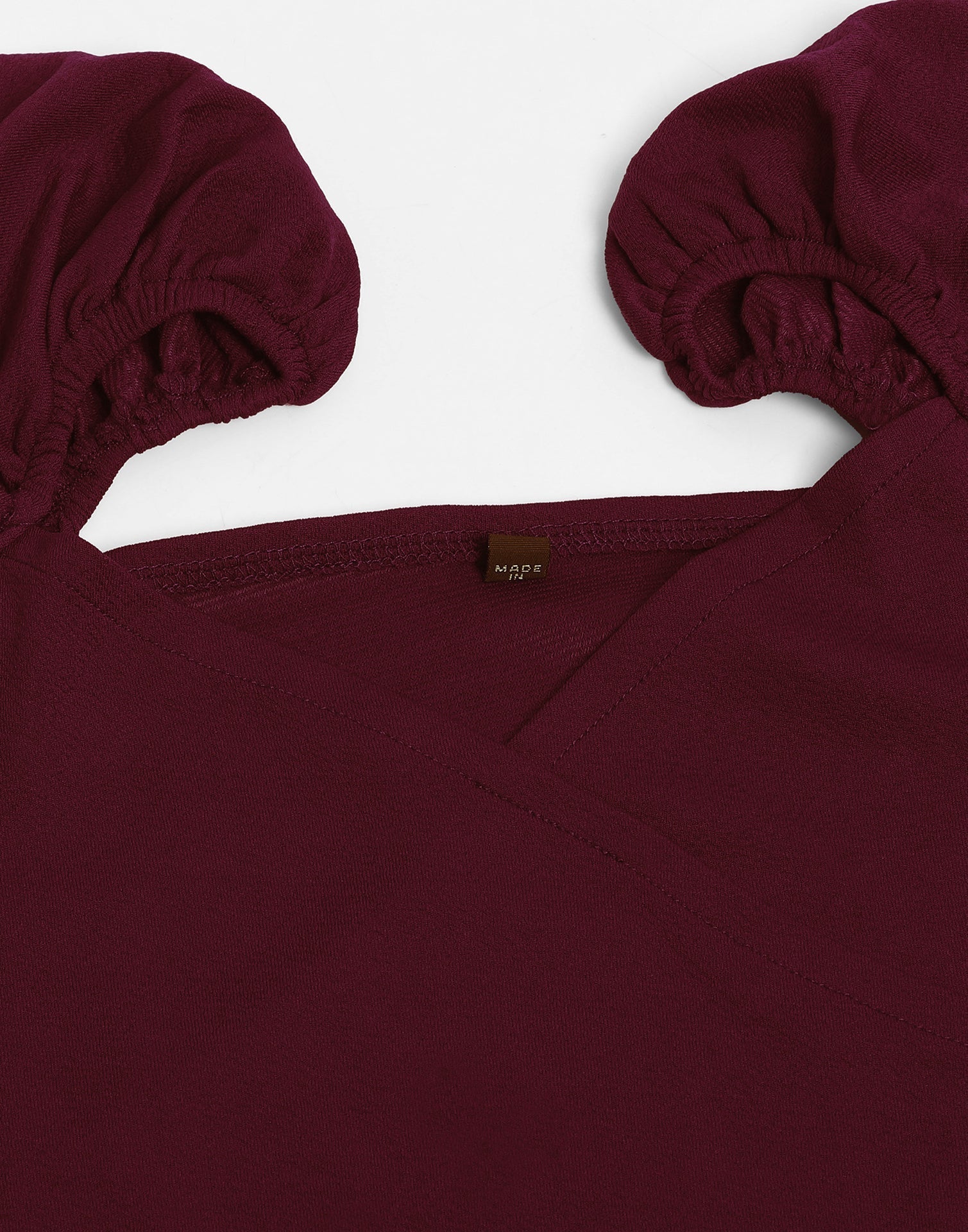 Maroon Puff Sleeves Top | Leemboodi