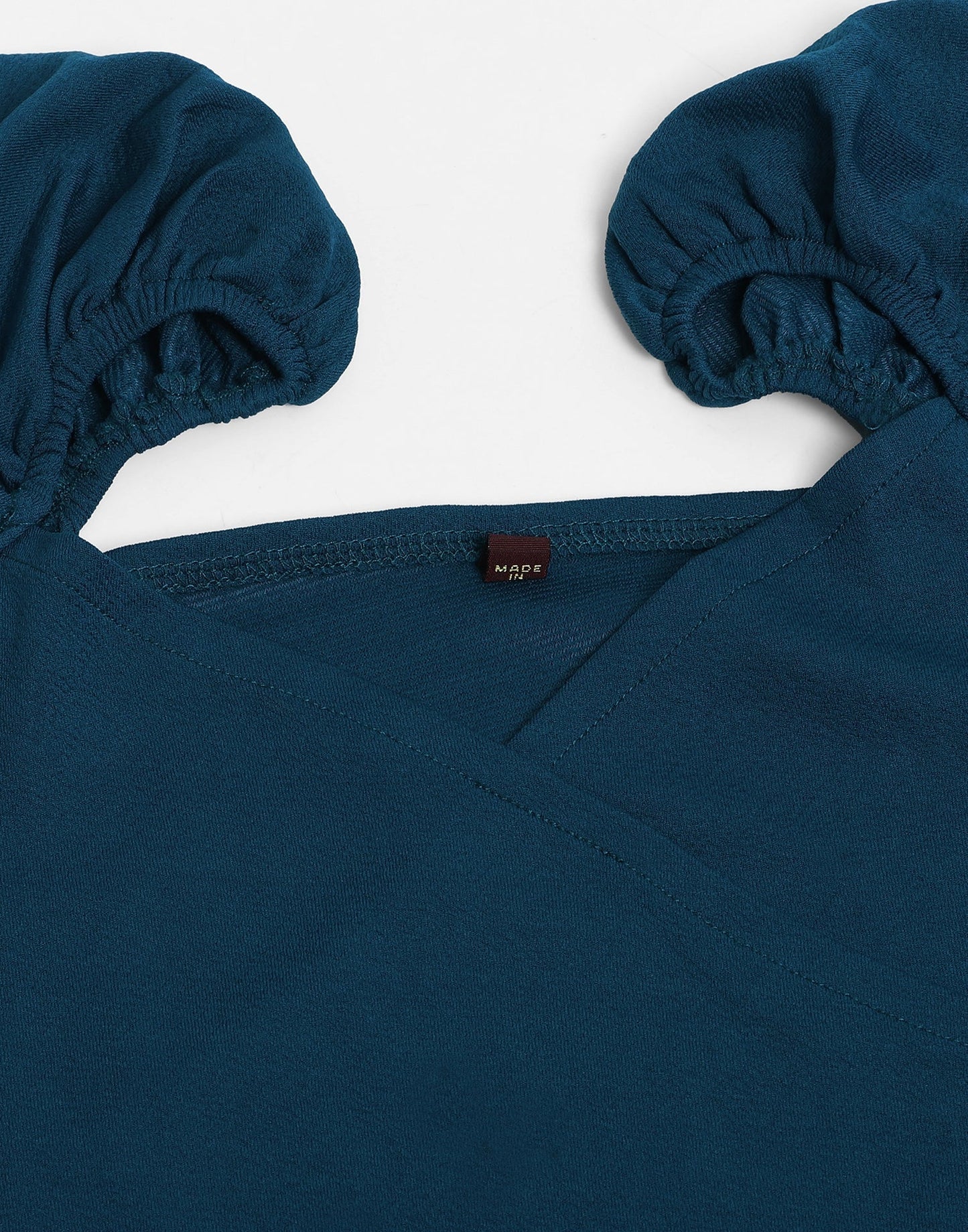 Teal Puff Sleeves Top | Leemboodi