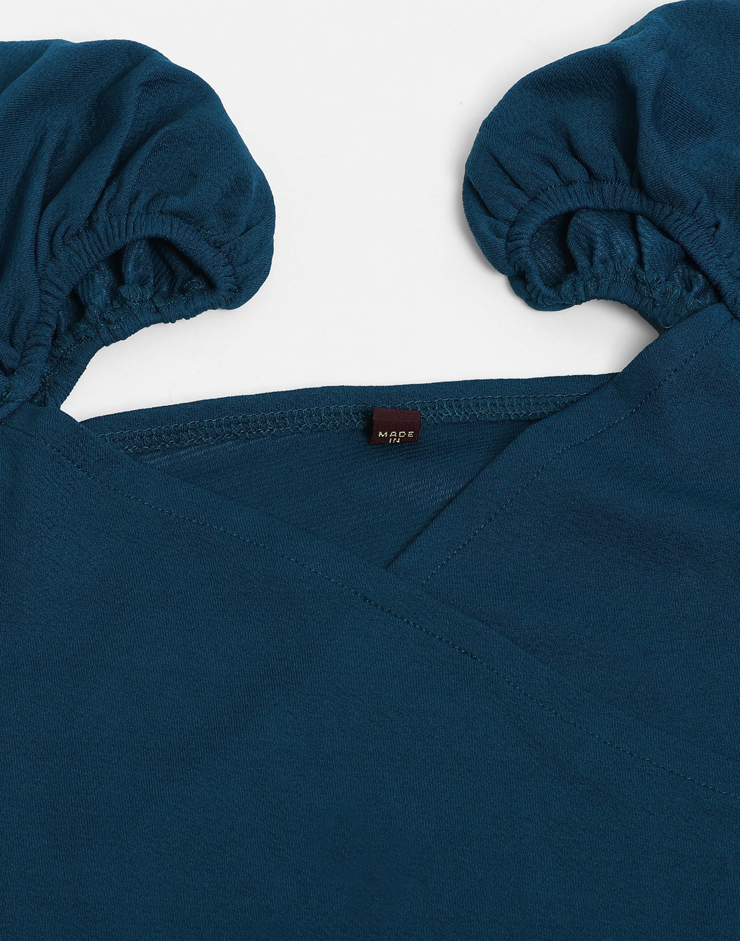 Teal Puff Sleeves Top | Leemboodi