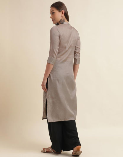 Light Brown Embroidery Silk Straight Kurta