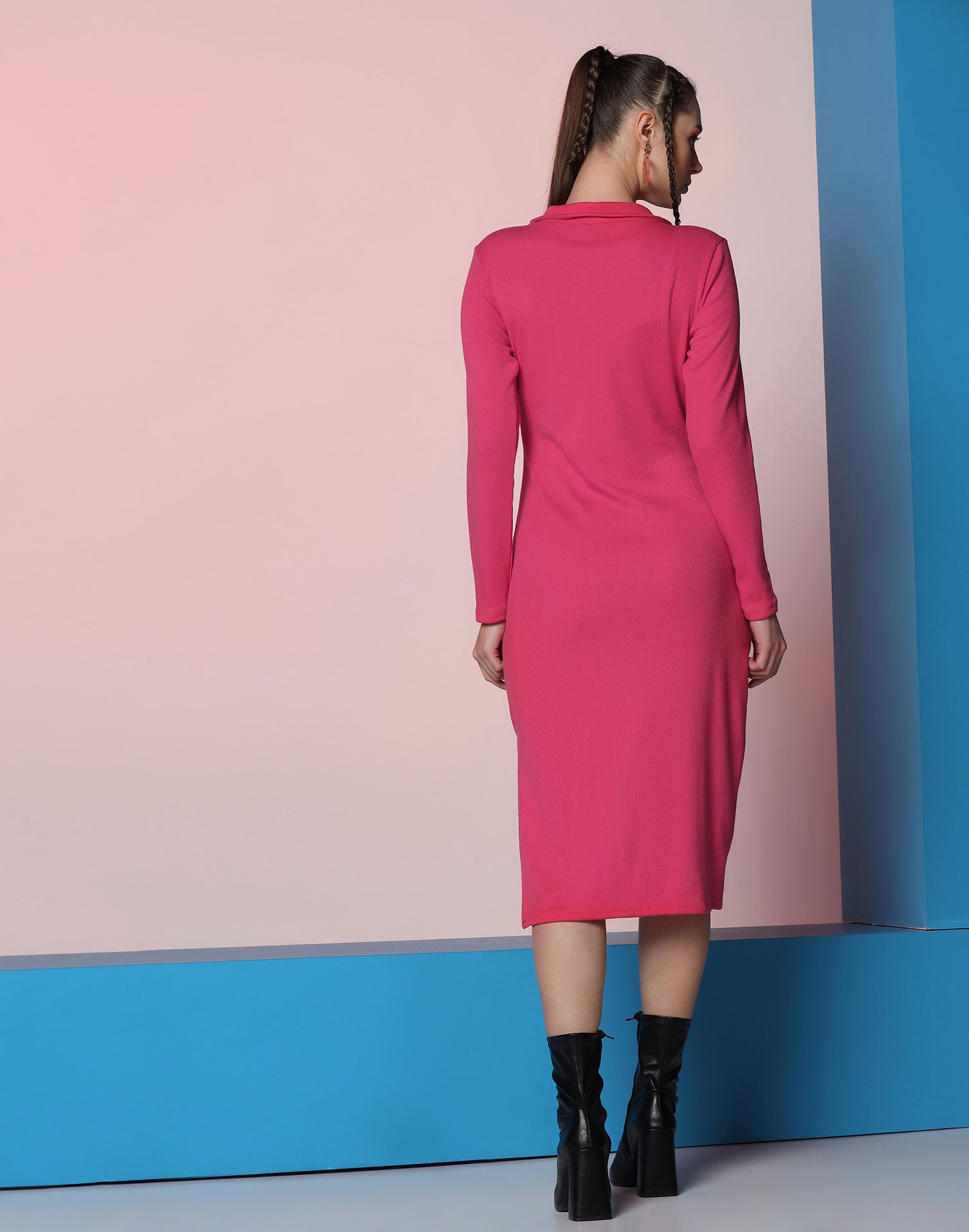 Pink Lycra Bodycon Dress | Leemboodi