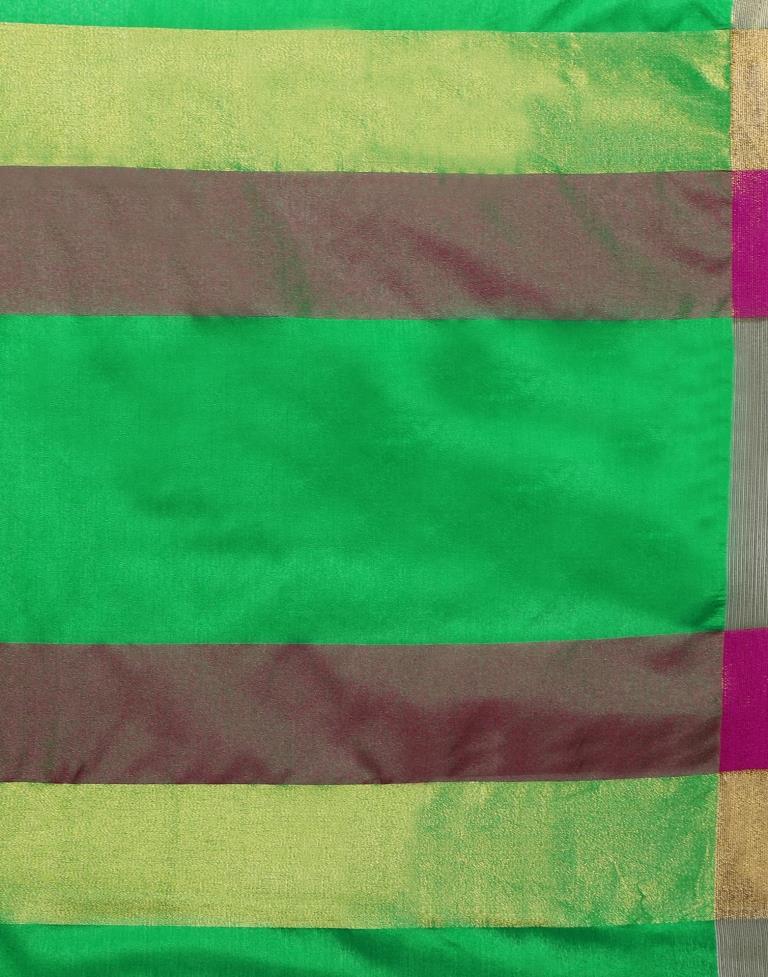 Green Coloured Poly Silk Plain Casual Saree | Sudathi