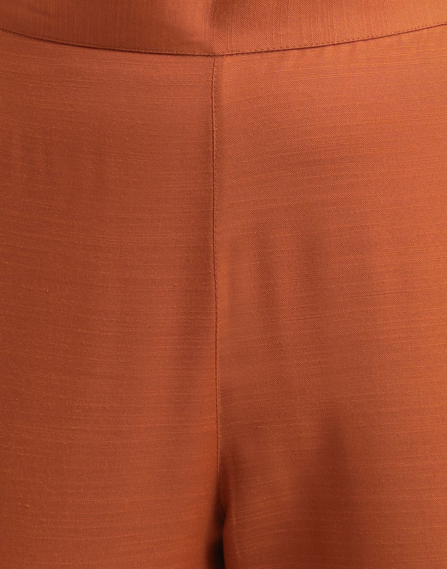 Rust Embroidery Cotton Straight Kurta With Pant