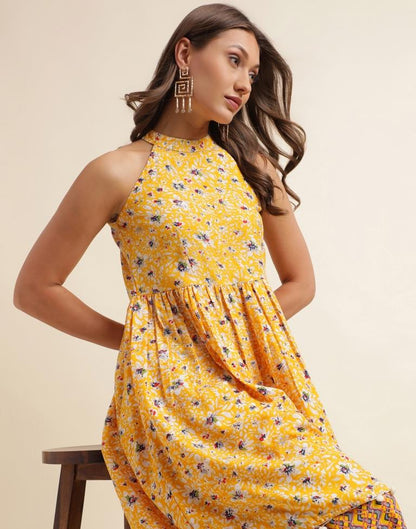 Yellow Printed Kurta With Sharara