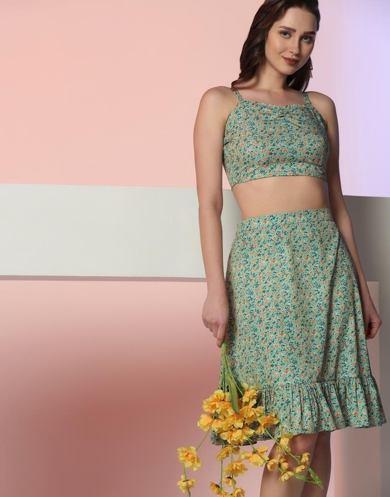 Green Printed Co-ord Set | Leemboodi