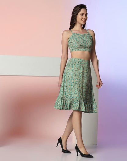 Green Printed Co-ord Set | Leemboodi